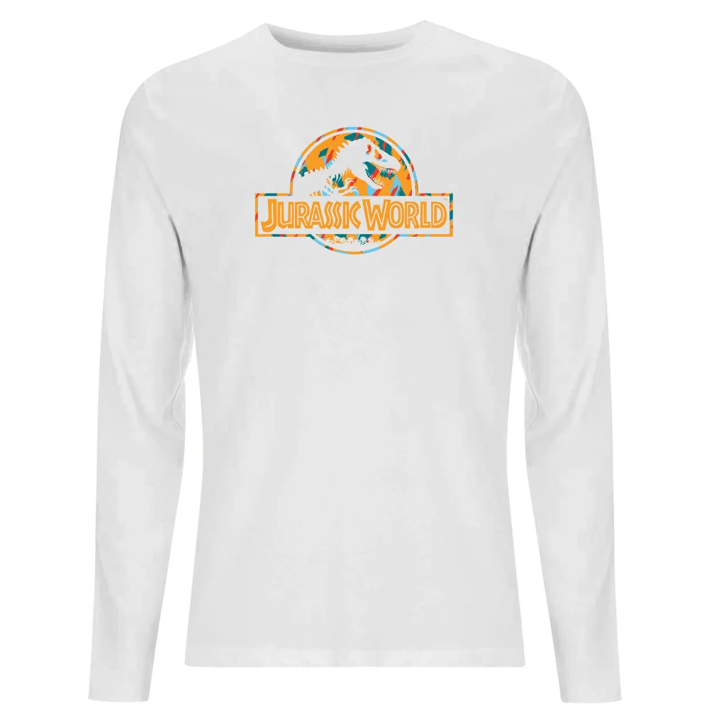 Jurassic Park Logo Tropical Men's Long Sleeve T-Shirt - White - S Bild 1
