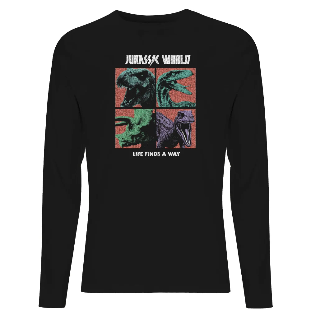 Jurassic Park World Four Colour Faces Men's Long Sleeve T-Shirt - Black - S Bild 1