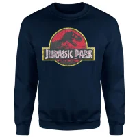Jurassic Park Logo Vintage Sweatshirt - Navy - undefined undefined