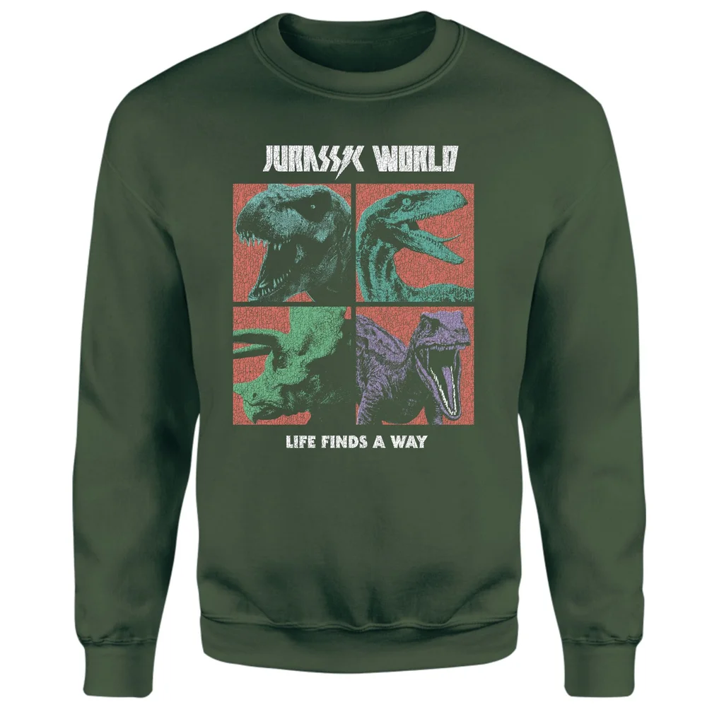 Jurassic Park World Four Colour Faces Sweatshirt - Green - S Bild 1