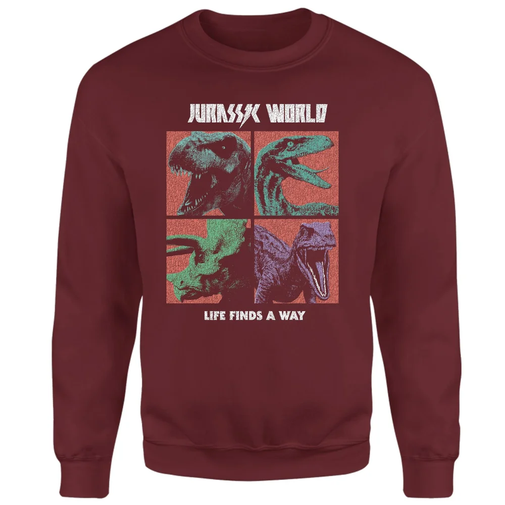 Jurassic Park World Four Colour Faces Sweatshirt - Burgundy - S Bild 1