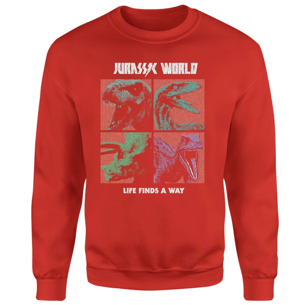 Jurassic Park World Four Colour Faces Sweatshirt - Red - S Bild 1