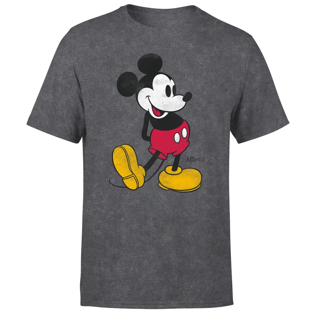 Mickey Mouse Classic Kick Men's T-Shirt - Black Acid Wash - S - Black Acid Wash Bild 1