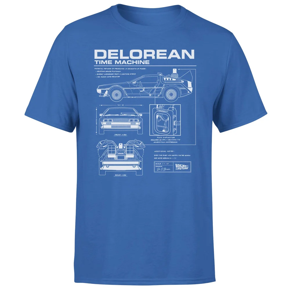 Back To The Future Delorean Schematic Men's T-Shirt - Blue - S Bild 1