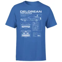 Back To The Future Delorean Schematic Men's T-Shirt - Blue - undefined undefined