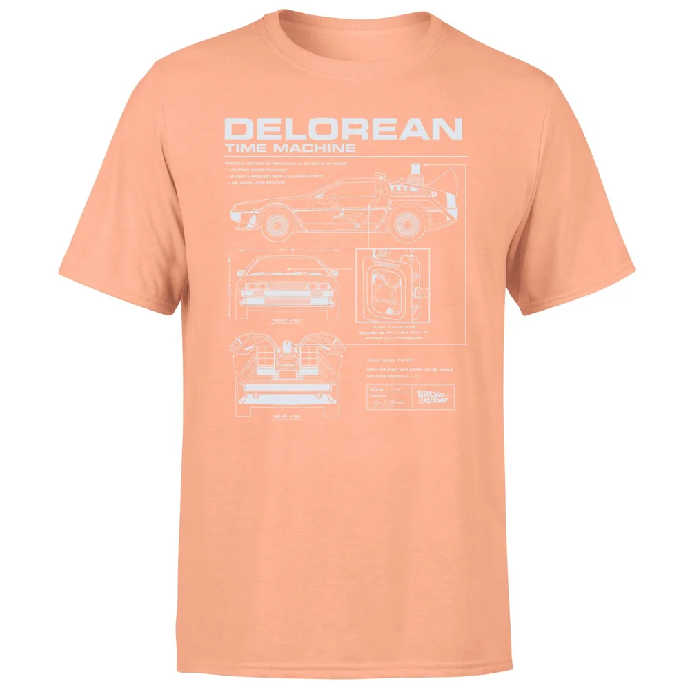 Back To The Future Delorean Schematic Men's T-Shirt - Coral - S Bild 1