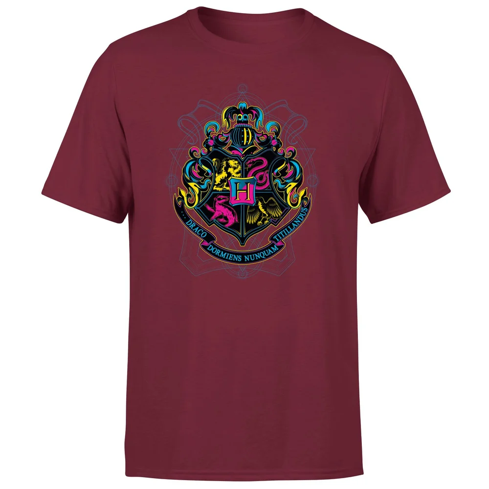Harry Potter Hogwarts Neon Crest Men's T-Shirt - Burgundy - S Bild 1