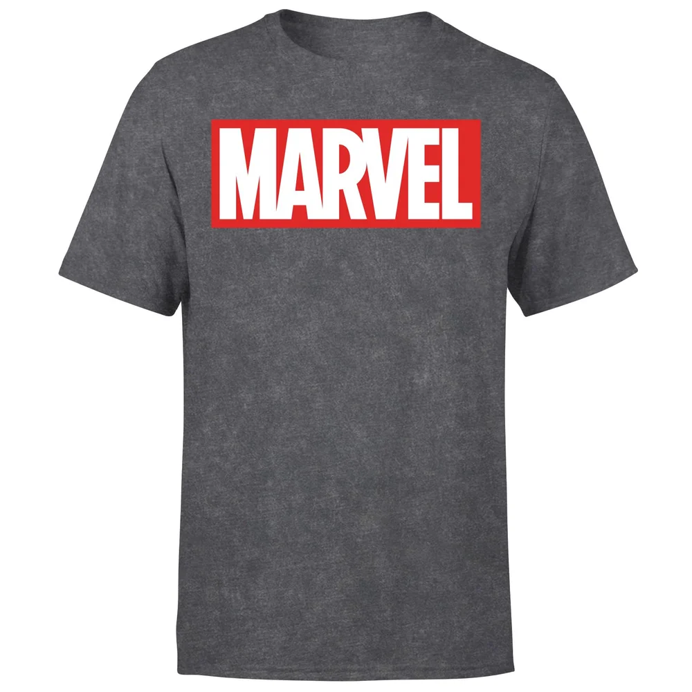 Marvel Logo Men's T-Shirt - Black Acid Wash - S - Black Acid Wash Bild 1