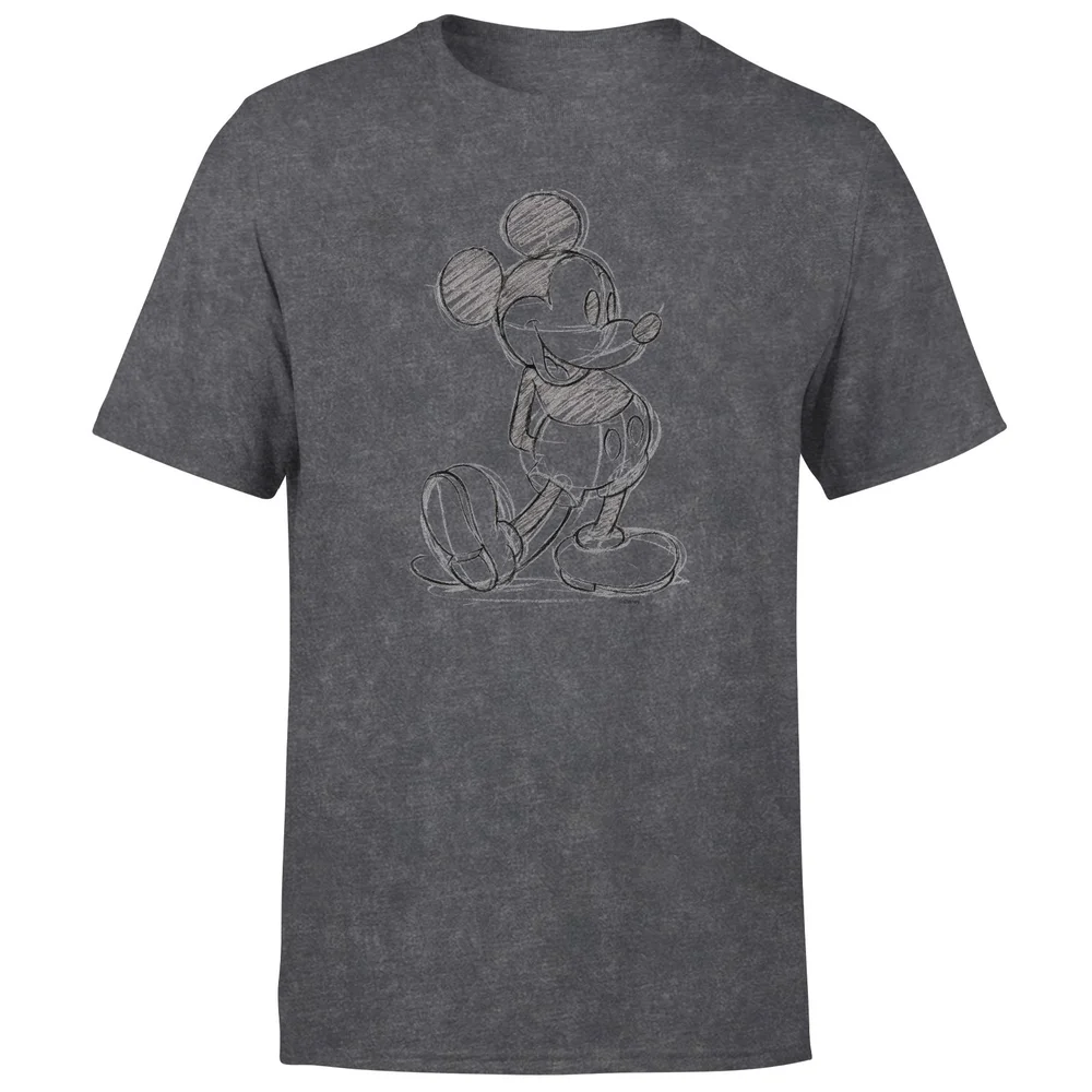 Disney Mickey Mouse Sketch Men's T-Shirt - Black Acid Wash - S - Black Acid Wash Bild 1