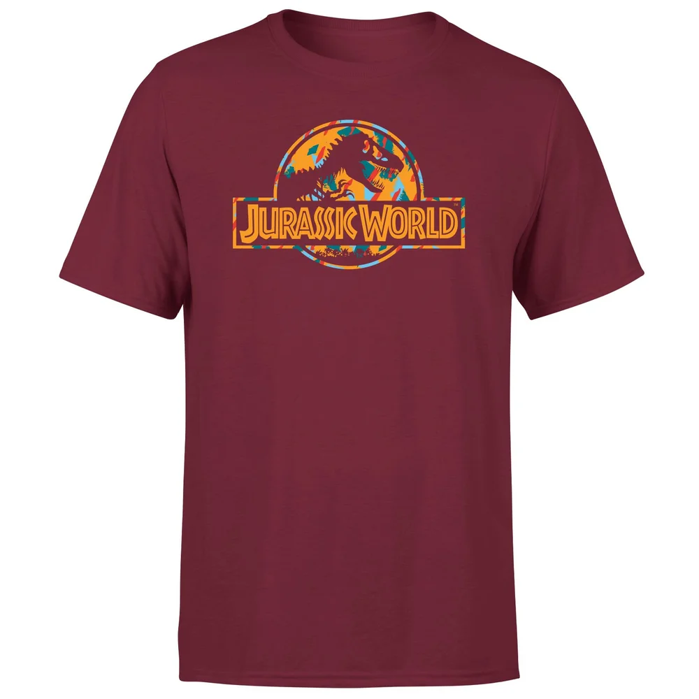 Jurassic Park Logo Tropical Men's T-Shirt - Burgundy - S Bild 1