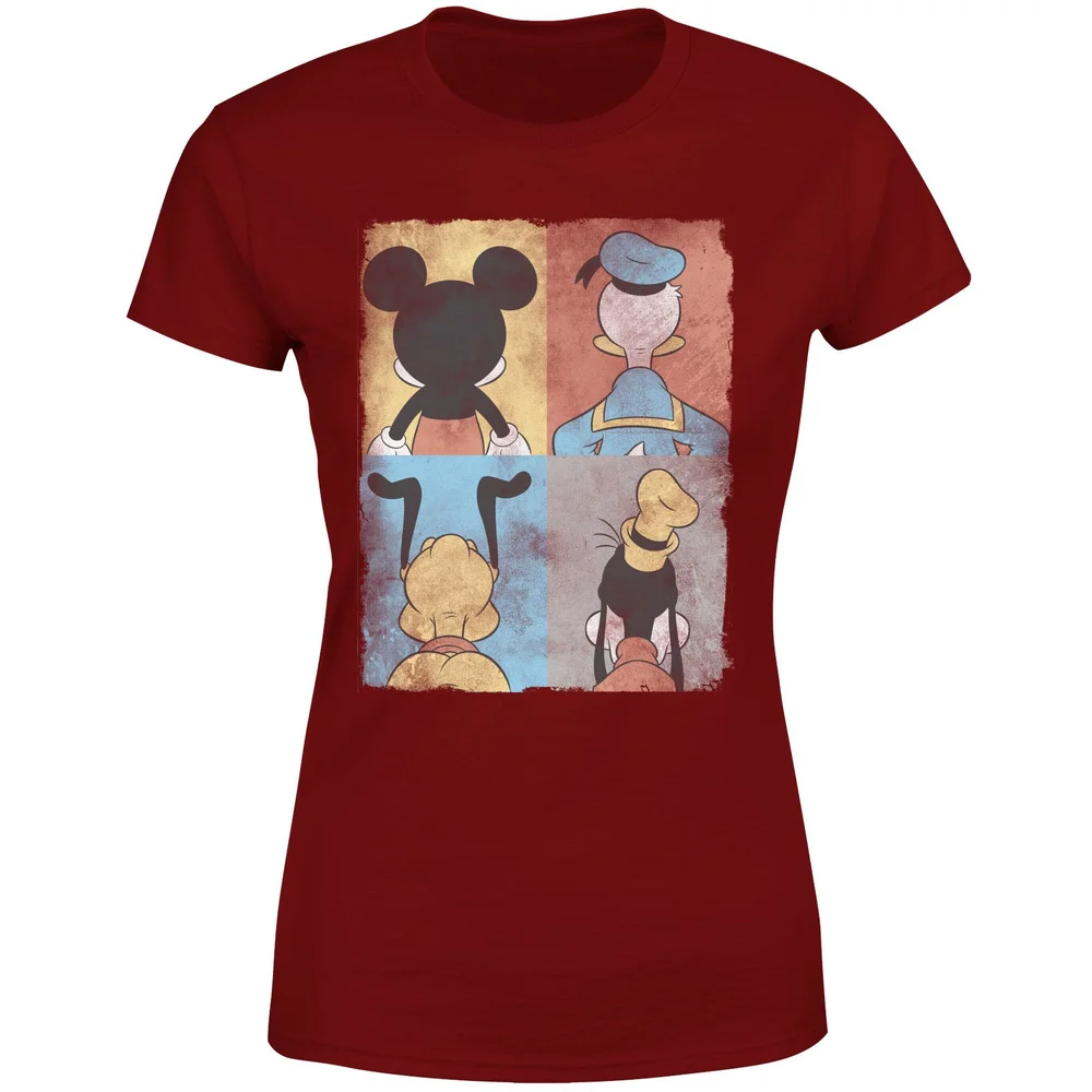 Disney Donald Duck Mickey Mouse Pluto Goofy Tiles Women's T-Shirt - Burgundy - XS Bild 1