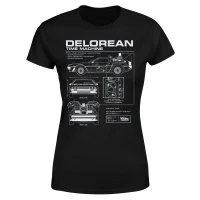 Back To The Future Delorean Schematic Women's T-Shirt - Black - undefined undefined