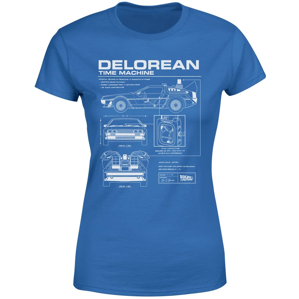 Back To The Future Delorean Schematic Women's T-Shirt - Blue - M Bild 1
