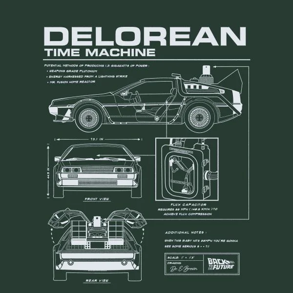 Back To The Future Delorean Schematic Women's T-Shirt - Green