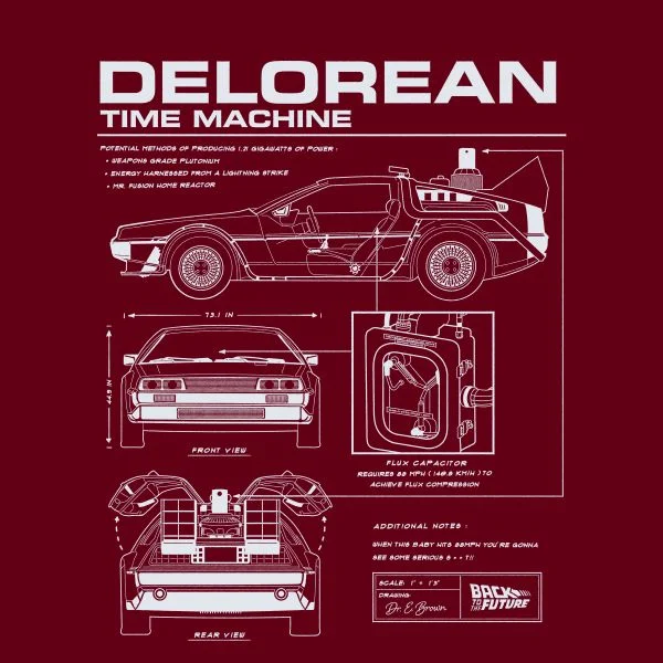 Back To The Future Delorean Schematic Women's T-Shirt - Burgundy