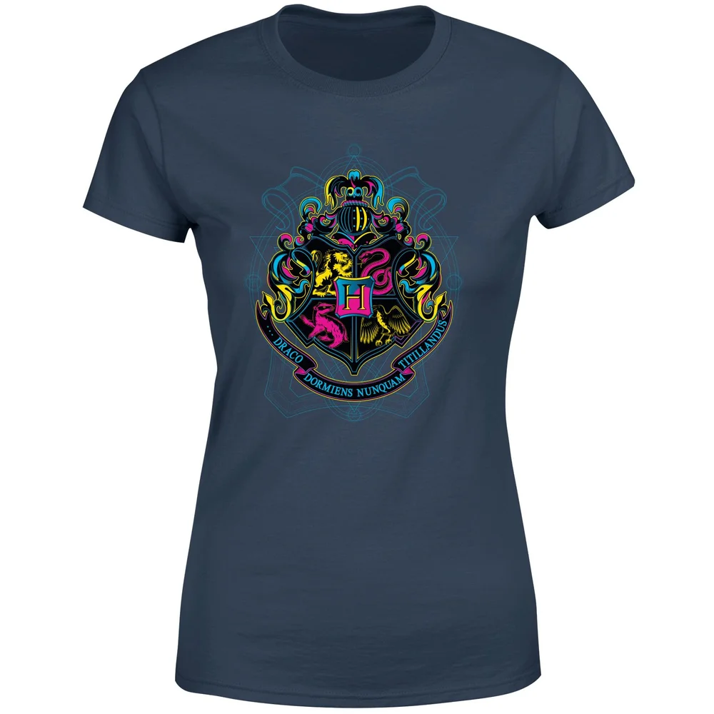 Harry Potter Hogwarts Neon Crest Women's T-Shirt - Navy - XS Bild 1
