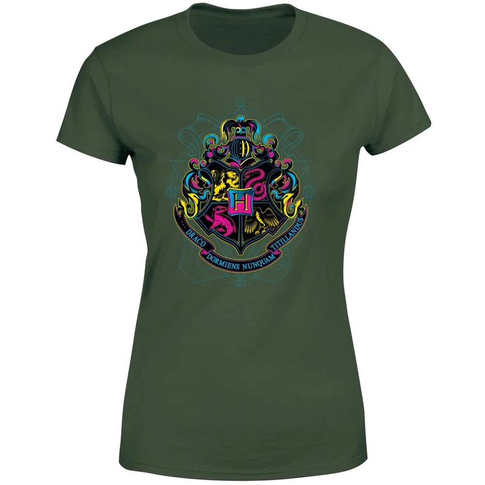 Harry Potter Hogwarts Neon Crest Women's T-Shirt - Green - XS Bild 1
