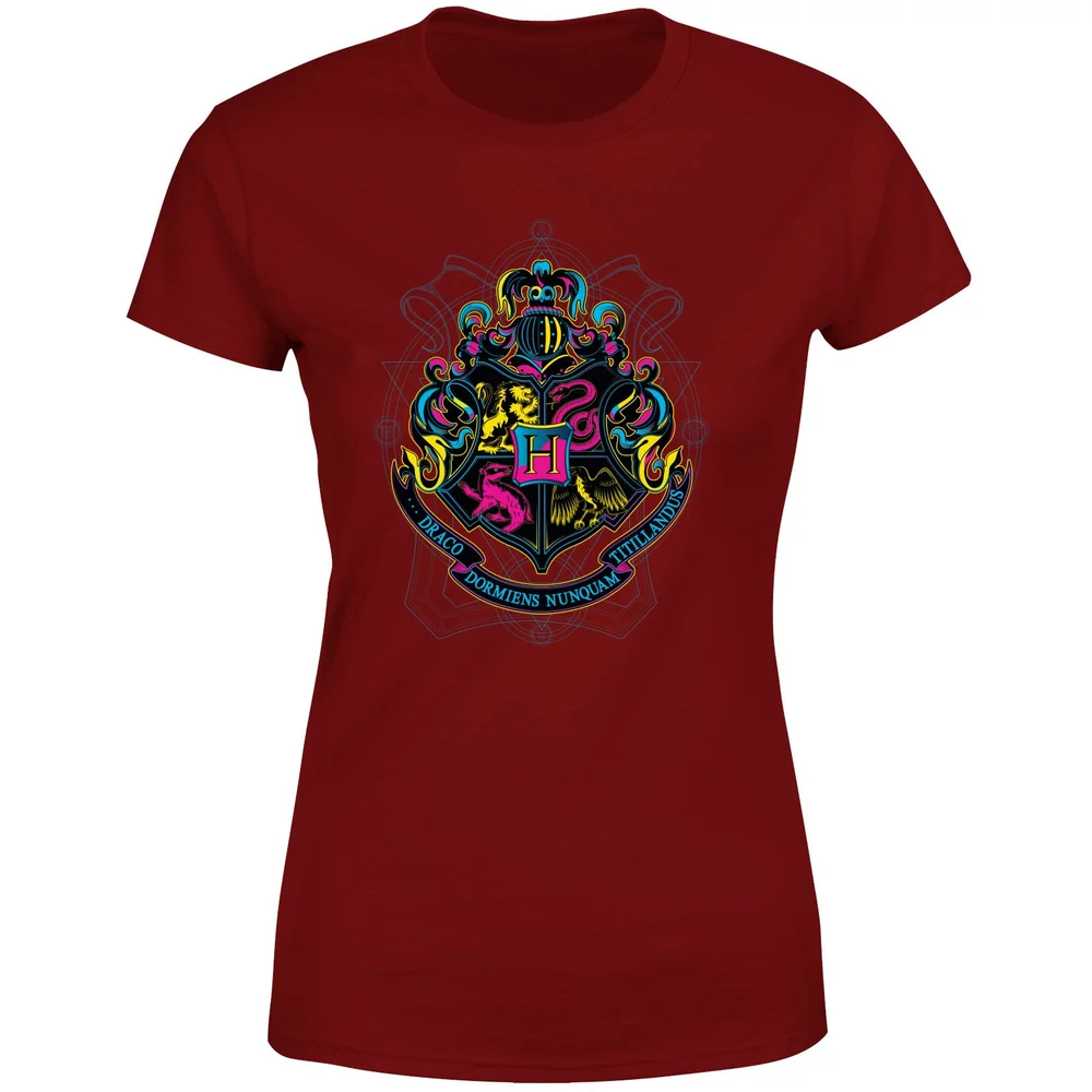 Harry Potter Hogwarts Neon Crest Women's T-Shirt - Burgundy - XS Bild 1