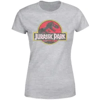 Jurassic Park Logo Vintage Women's T-Shirt - Grey - undefined undefined