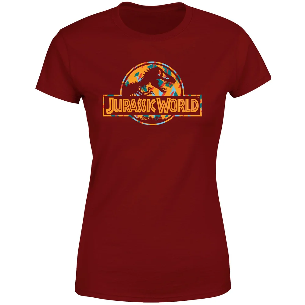 Jurassic Park Logo Tropical Women's T-Shirt - Burgundy - S Bild 1