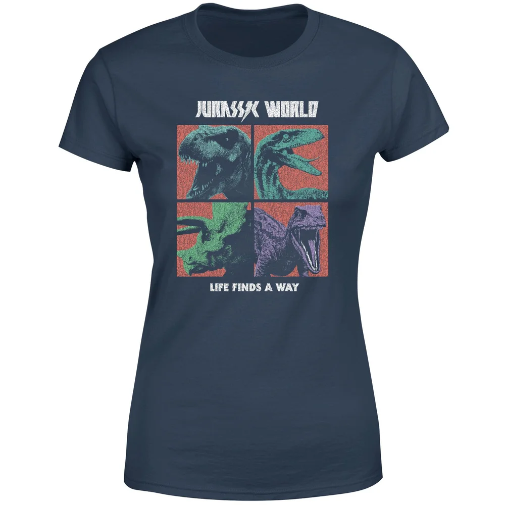 Jurassic Park World Four Colour Faces Women's T-Shirt - Navy - XS Bild 1