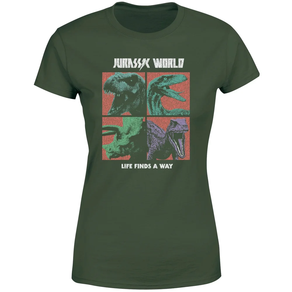 Jurassic Park World Four Colour Faces Women's T-Shirt - Green - XS Bild 1