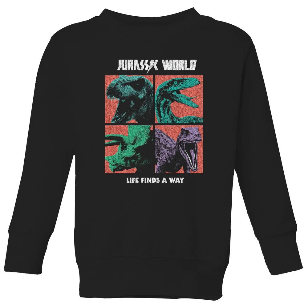 Jurassic Park World Four Colour Faces Kids' Sweatshirt - Black - 3-4 Jahre Bild 1