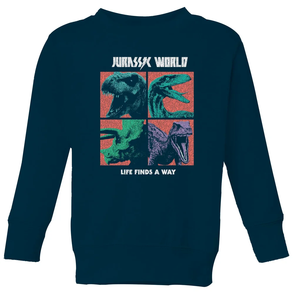 Jurassic Park World Four Colour Faces Kids' Sweatshirt - Navy - 3-4 Jahre Bild 1