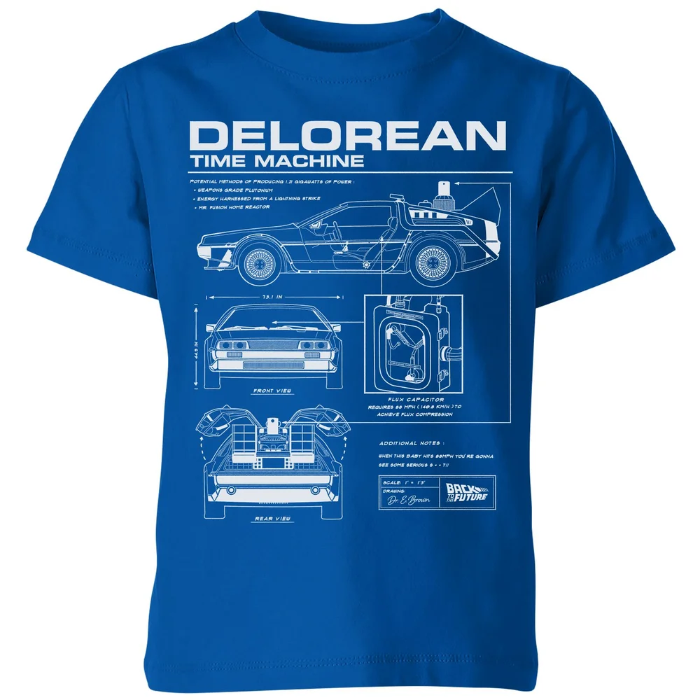 Back To The Future Delorean Schematic Kids' T-Shirt - Blue - 3-4 Jahre Bild 1