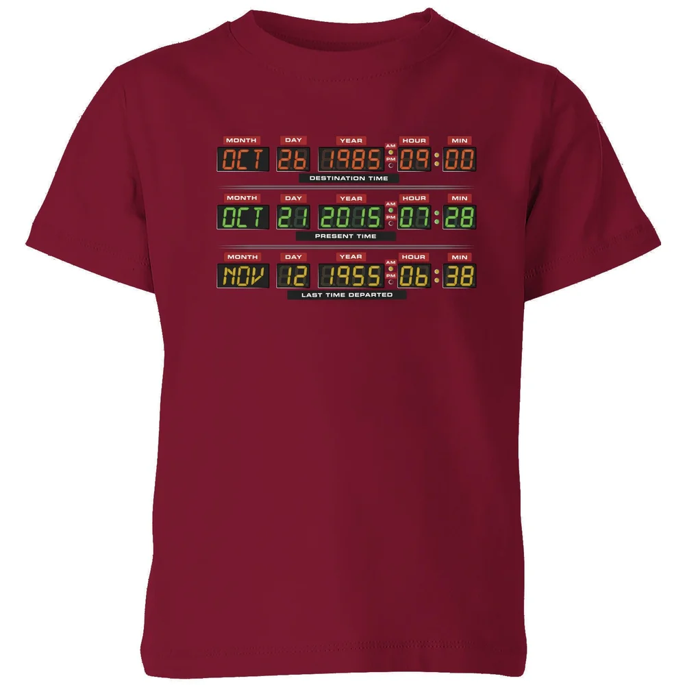 Back To The Future Destination Clock Kids' T-Shirt - Burgundy - 3-4 Jahre Bild 1