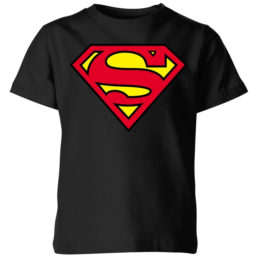 Official Superman Shield Kids' T-Shirt - Black - 3-4 Jahre Bild 1