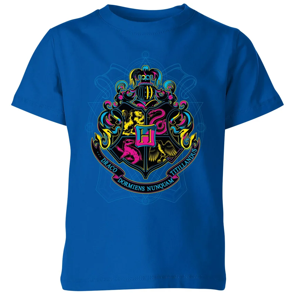 Harry Potter Hogwarts Neon Crest Kids' T-Shirt - Blue - 3-4 Jahre Bild 1
