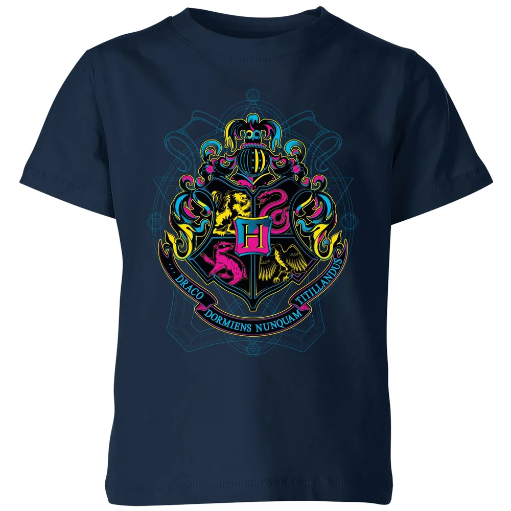 Harry Potter Hogwarts Neon Crest Kids' T-Shirt - Navy - 3-4 Jahre Bild 1