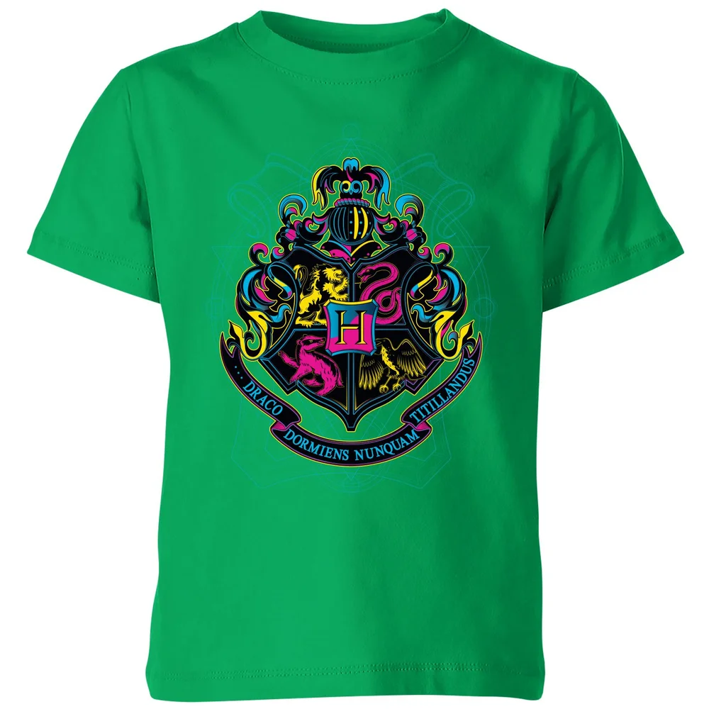 Harry Potter Hogwarts Neon Crest Kids' T-Shirt - Green - 3-4 Jahre Bild 1