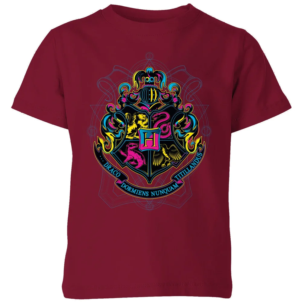 Harry Potter Hogwarts Neon Crest Kids' T-Shirt - Burgundy - 3-4 Jahre Bild 1