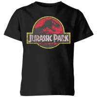 Jurassic Park Logo Vintage Kids' T-Shirt - Black - undefined undefined