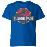 Jurassic Park Logo Vintage Kids' T-Shirt - Blue - undefined undefined