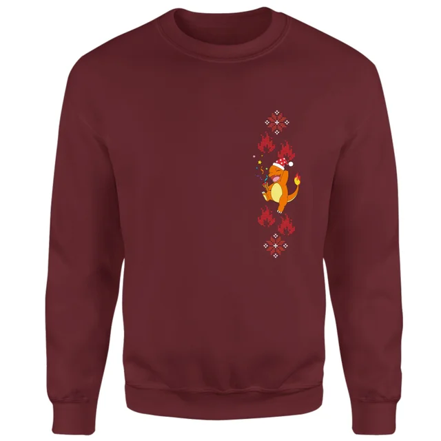 Pokemon Glumanda Party Weihnachtspullover – Burgund