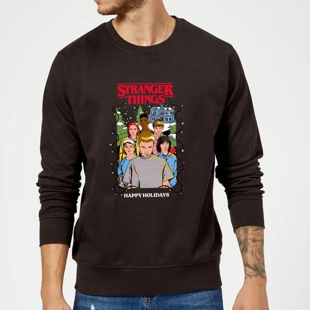 Stranger Things Happy Holidays Weihnachtspullover – Schwarz