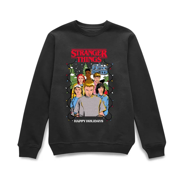 Stranger Things Happy Holidays Weihnachtspullover – Schwarz