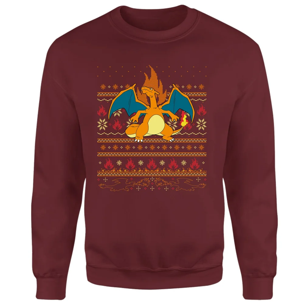Pokemon Glurak Weihnachtspullover – Burgund - S Bild 1