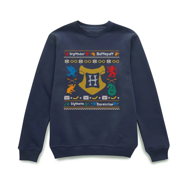 Harry Potter Houses Weihnachtspullover – Navy