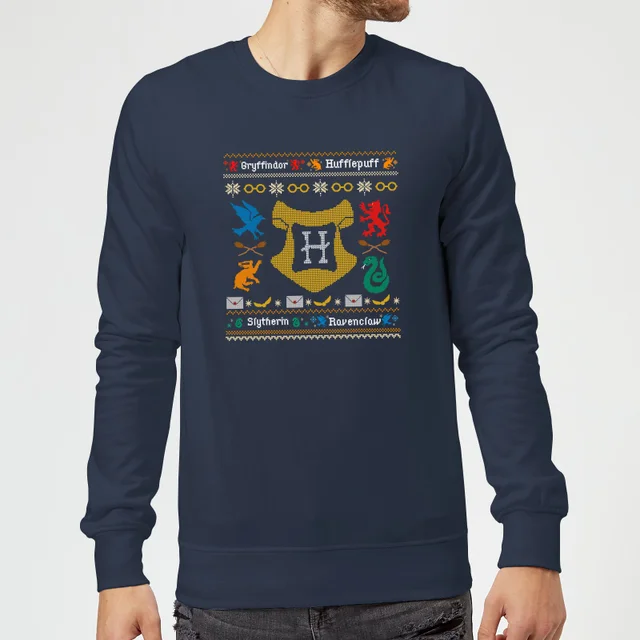 Harry Potter Houses Weihnachtspullover – Navy