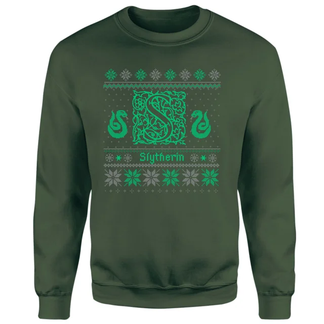 Harry Potter Slytherin Weihnachtspullover – Grün
