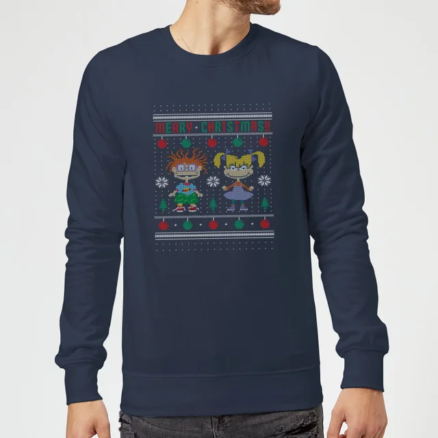 Rugrats Chuckie And Angelica - Merry Christmas Weihnachtspullover – Navy