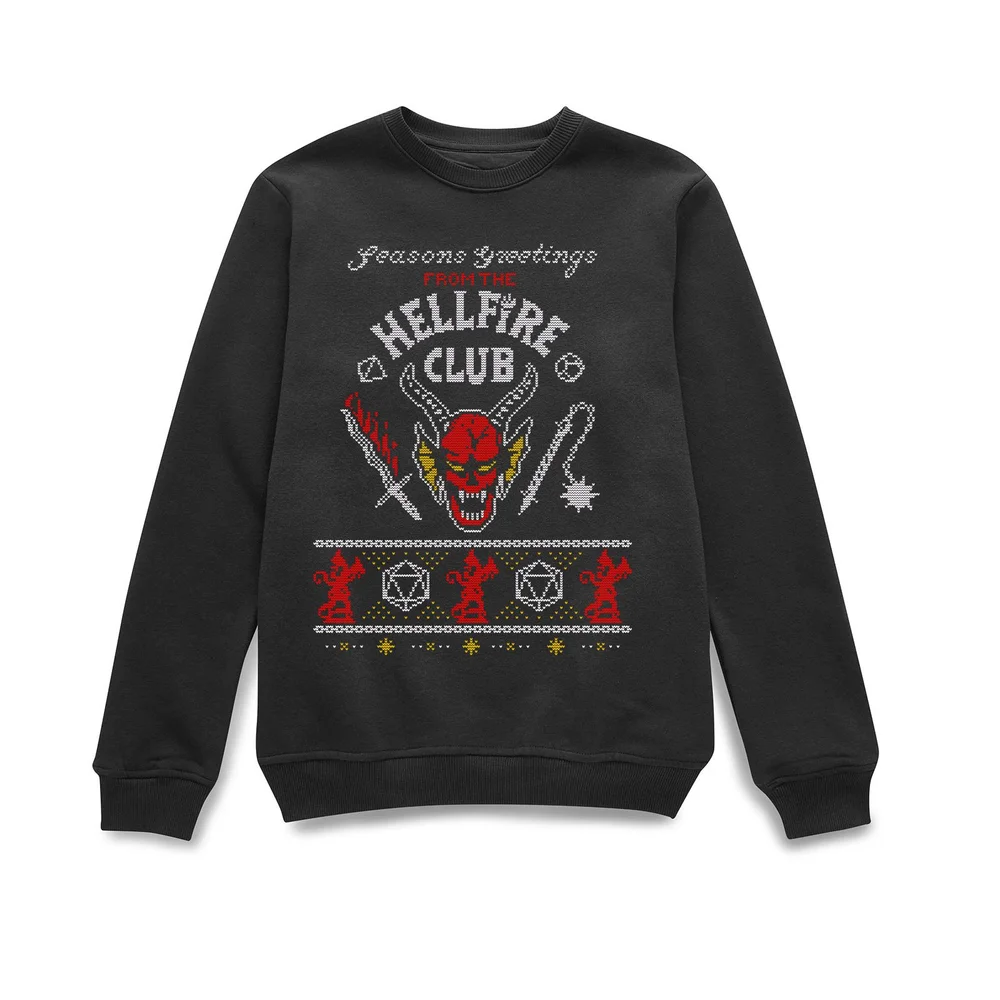 Stranger Things Hellfire Club Christmas Weihnachtspullover – Schwarz - S Bild 1
