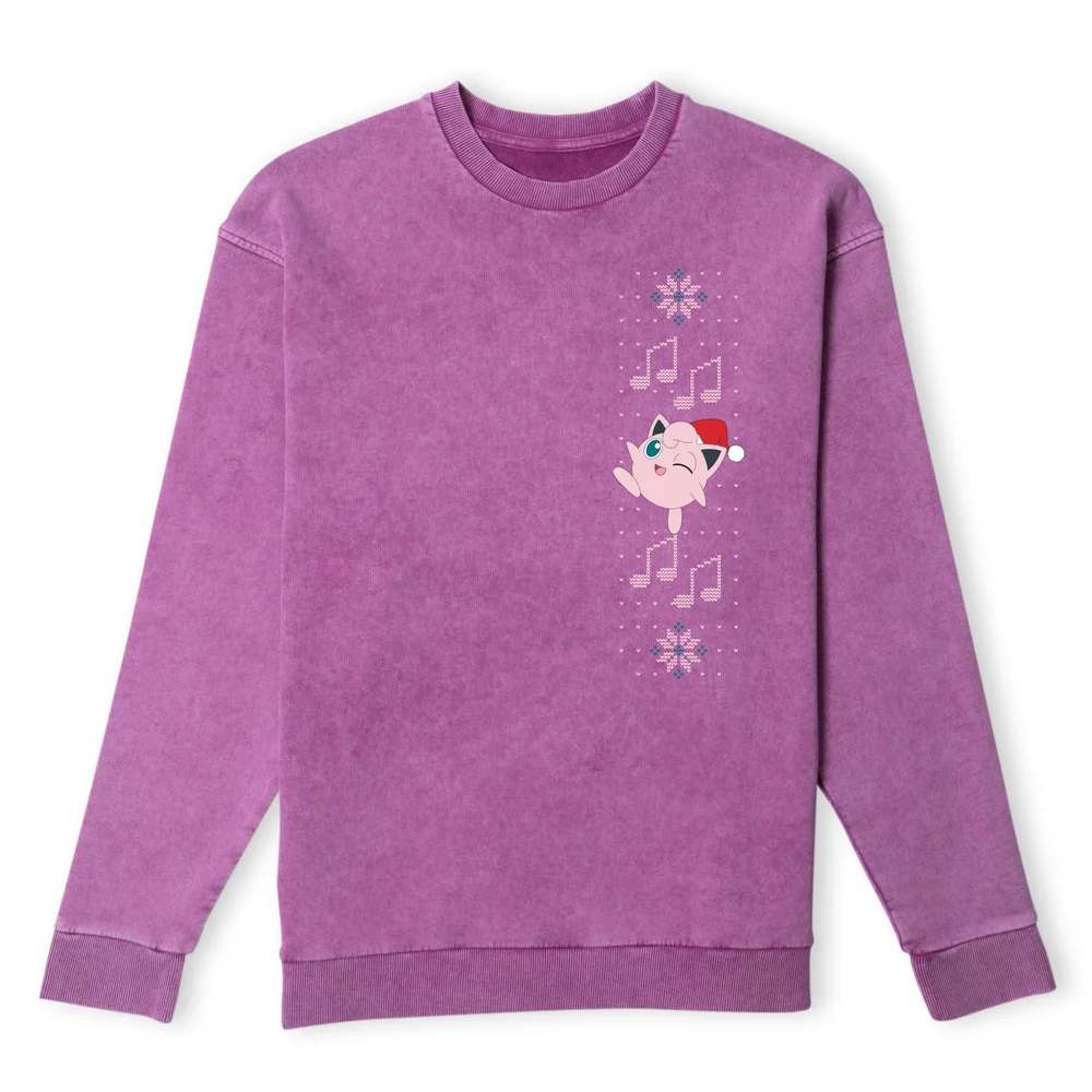 Pokemon Pummeluff Wave Weihnachtspullover - Lila Acid Wash - S Bild 1