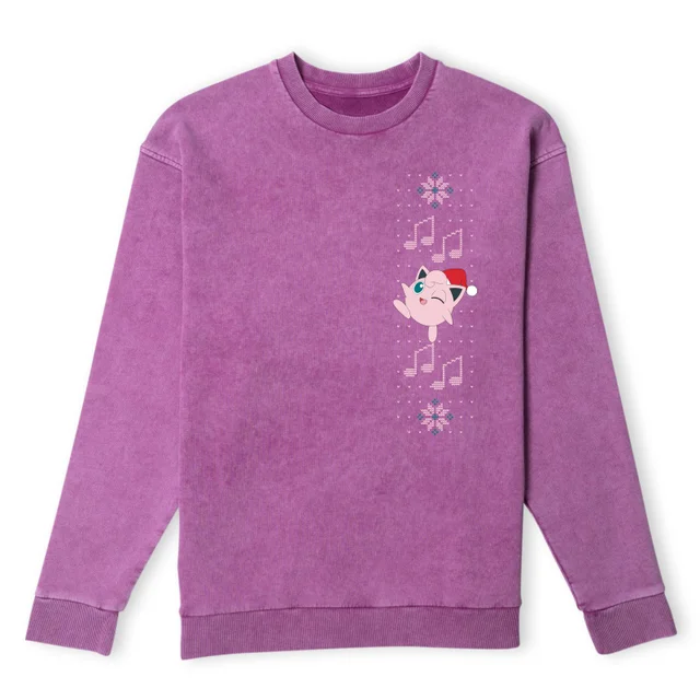Pokemon Pummeluff Wave Weihnachtspullover - Lila Acid Wash
