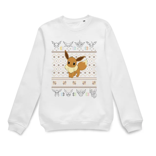 Pokemon Evoli Weihnachtspullover – Weiß