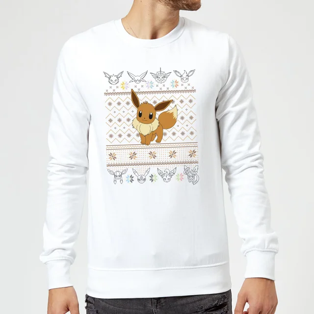 Pokemon Evoli Weihnachtspullover – Weiß